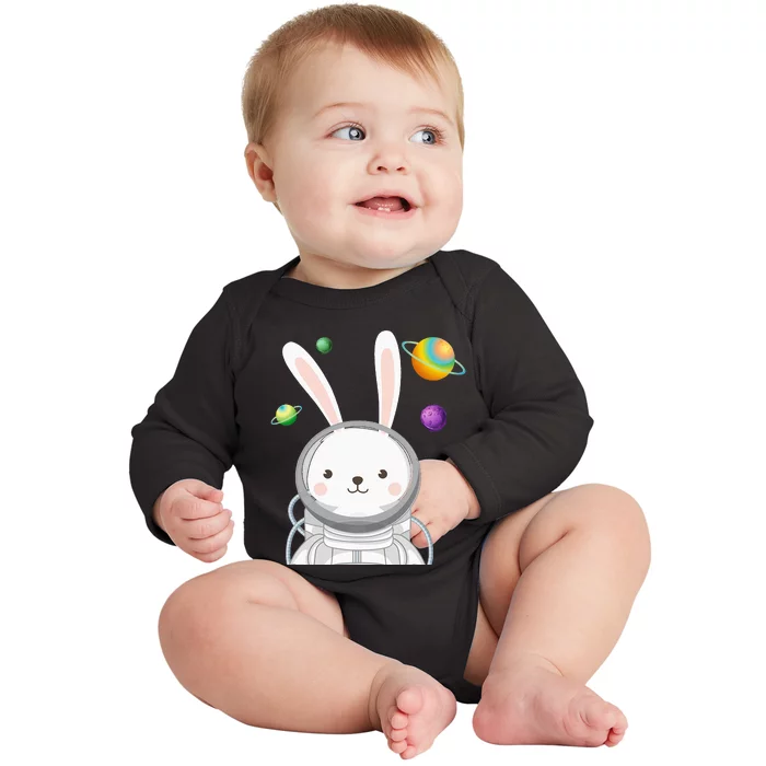 Bunny Astronaut Easter Day Cute Space Rabbit Baby Long Sleeve Bodysuit