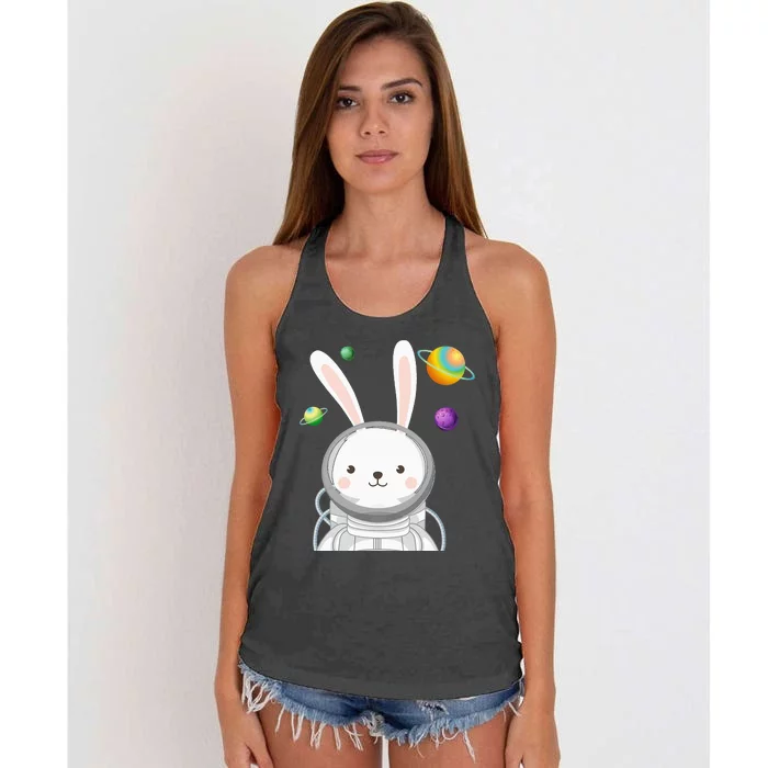 Bunny Astronaut Easter Day Cute Space Rabbit Women's Knotted Racerback Tank