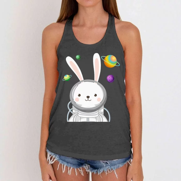 Bunny Astronaut Easter Day Cute Space Rabbit Women's Knotted Racerback Tank