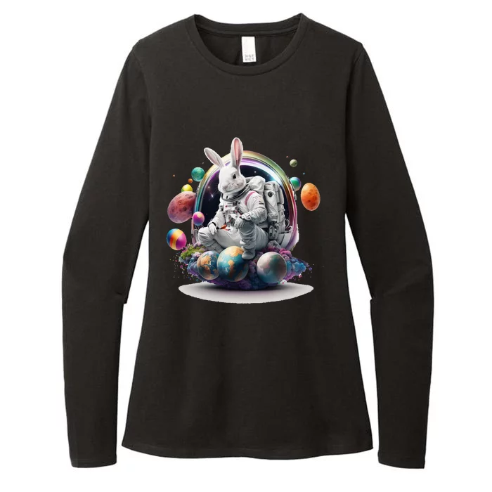 Bunny Astronaut Easter Day Cute Space Rabbit Womens CVC Long Sleeve Shirt