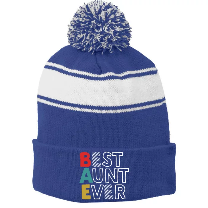 Best Aunt Ever Cute And Sweet Gift For Auntie Meaningful Gift Stripe Pom Pom Beanie