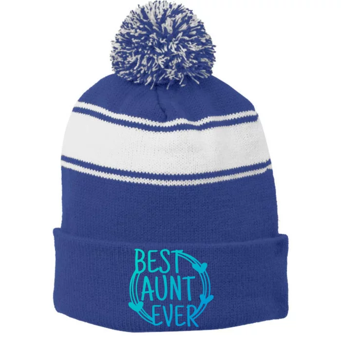 Best Aunt Ever Love Heart Gift Stripe Pom Pom Beanie