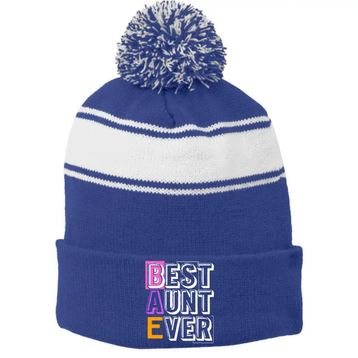 Best Aunt Ever Niece Nephew Auntie Gift Stripe Pom Pom Beanie