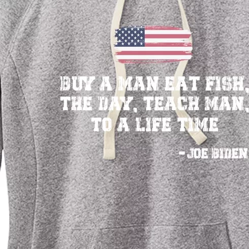 Buy A Eat Fish The Day Teach Funny Joe Biden Quote Gift Women's Fleece Hoodie