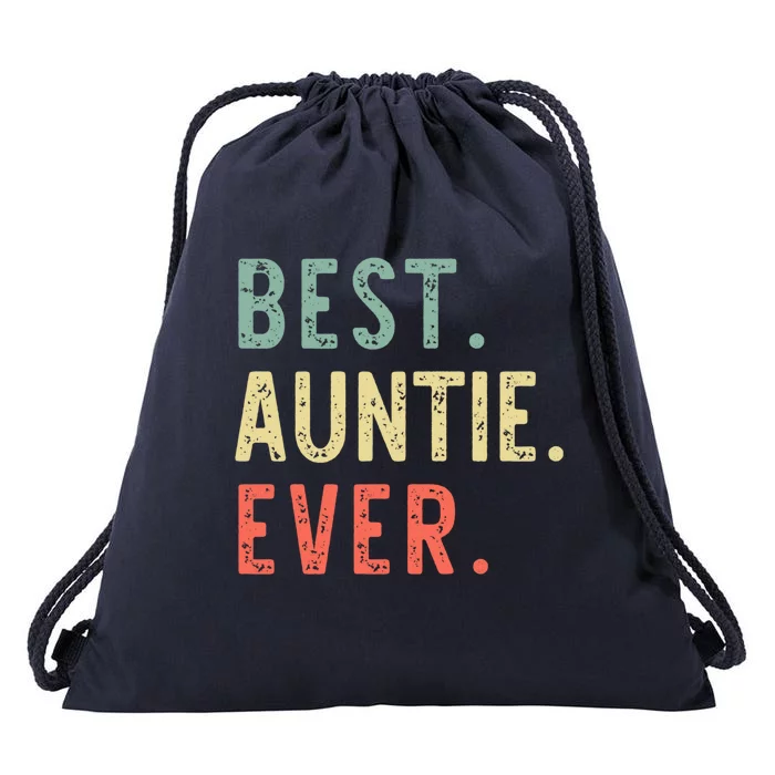 Best Auntie Ever Family Funny Cool Vintage Retro Gift Drawstring Bag