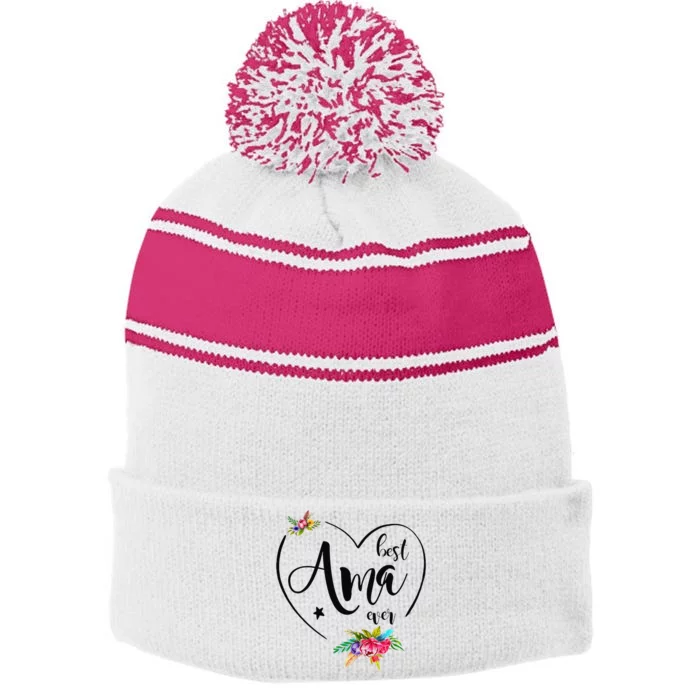 Best Ama Ever Ama Stripe Pom Pom Beanie