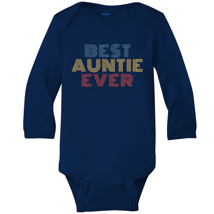 Best Auntie Ever Retro 70s Vintage Gift Baby Long Sleeve Bodysuit