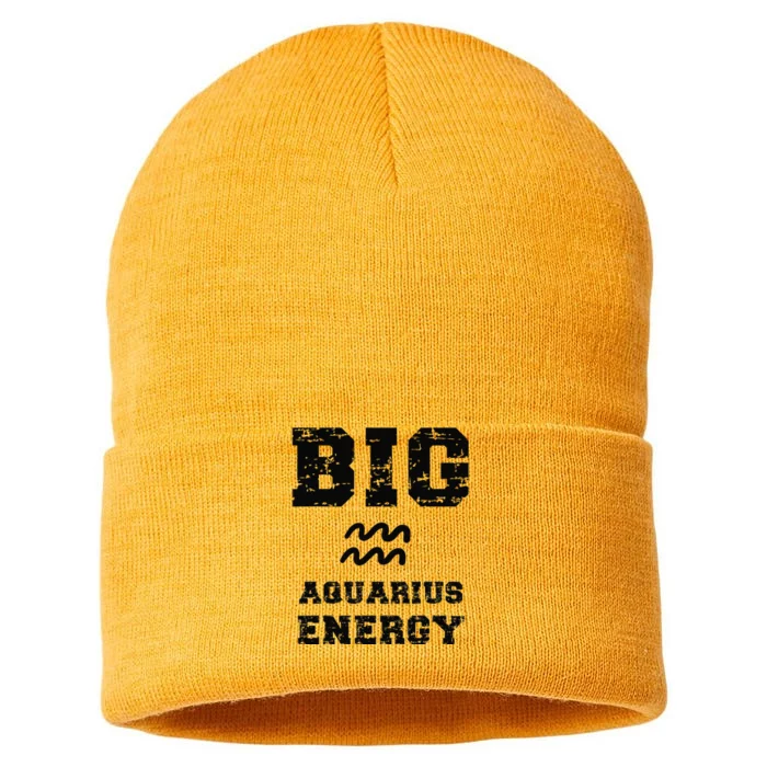 Big Aquarius Energy January February Birthday Zodiac Funny Sustainable Knit Beanie