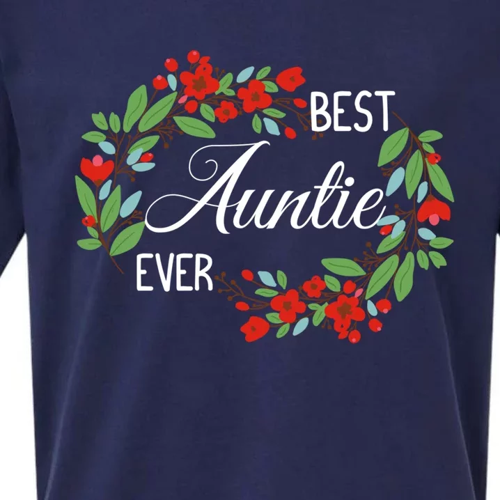 Best Auntie Ever Cute Aunt Appreciation Flowers Funny Gift Sueded Cloud Jersey T-Shirt