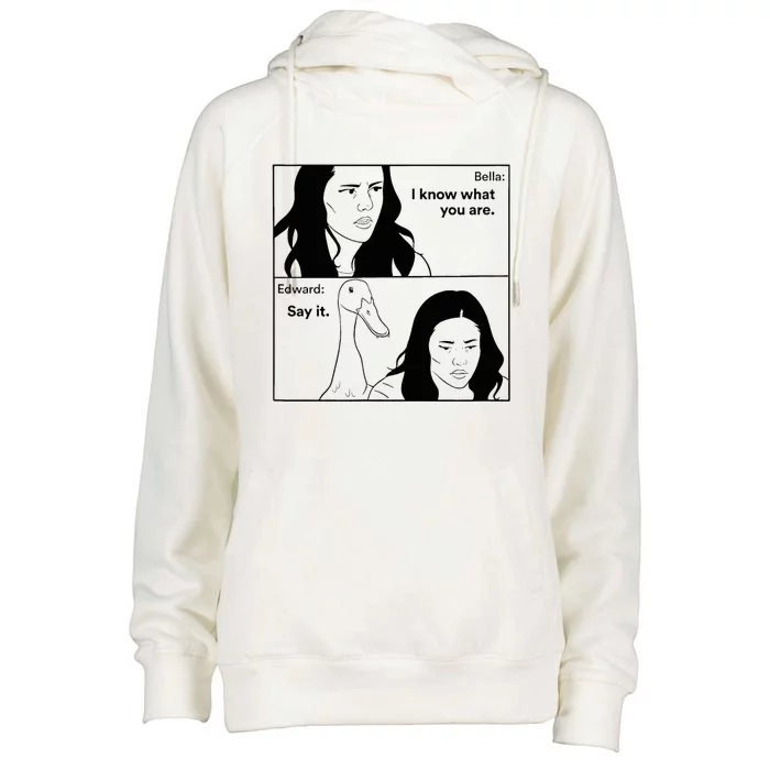 Bella And Edward The Vampire Duck Novelty Design Womens Funnel Neck Pullover Hood