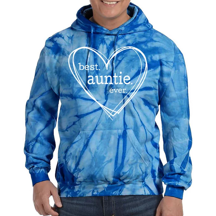 Best Auntie Ever Gift Mothers Day White Heart Tie Dye Hoodie