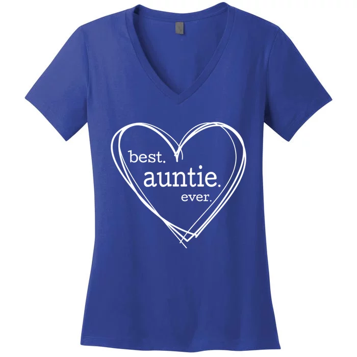 Best Auntie Ever Gift Mothers Day White Heart Women's V-Neck T-Shirt