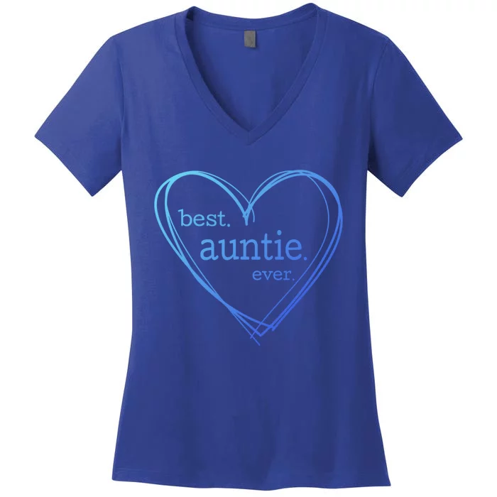 Best Auntie Ever Gift Mothers Day White Heart Women's V-Neck T-Shirt