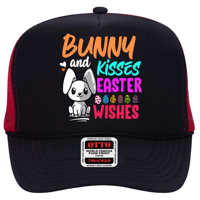 Bunny And Easter Wishes Easter Bunny Lover Gift High Crown Mesh Trucker Hat