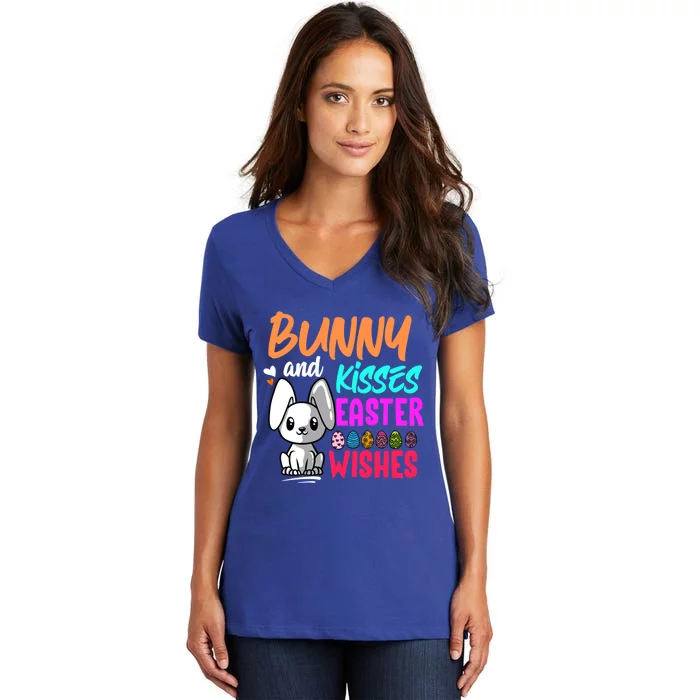 Bunny And Easter Wishes Easter Bunny Lover Gift Women's V-Neck T-Shirt