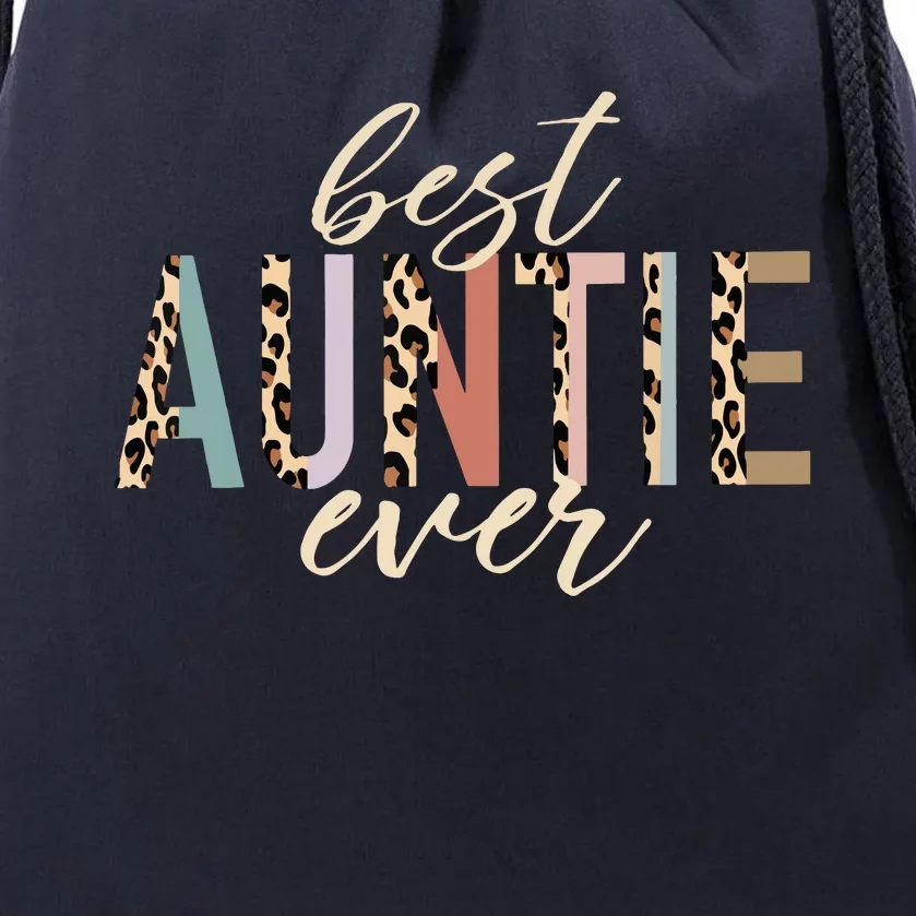 Best Auntie Ever Gifts Aunt Leopard Print Mothers Day Drawstring Bag