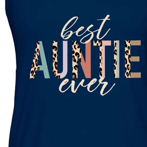 Best Auntie Ever Gifts Aunt Leopard Print Mothers Day Ladies Essential Flowy Tank