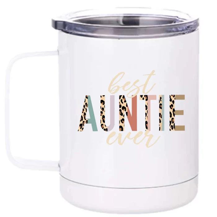 Best Auntie Ever Gifts Aunt Leopard Print Mothers Day Front & Back 12oz Stainless Steel Tumbler Cup