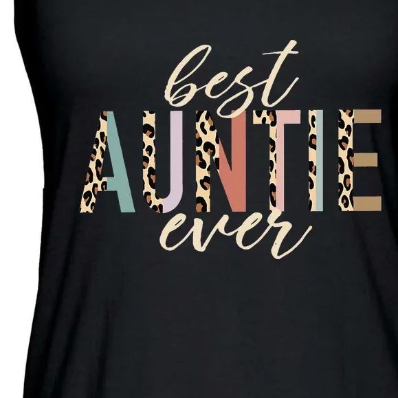 Best Auntie Ever Gifts Aunt Leopard funny Mothers Day Ladies Essential Flowy Tank