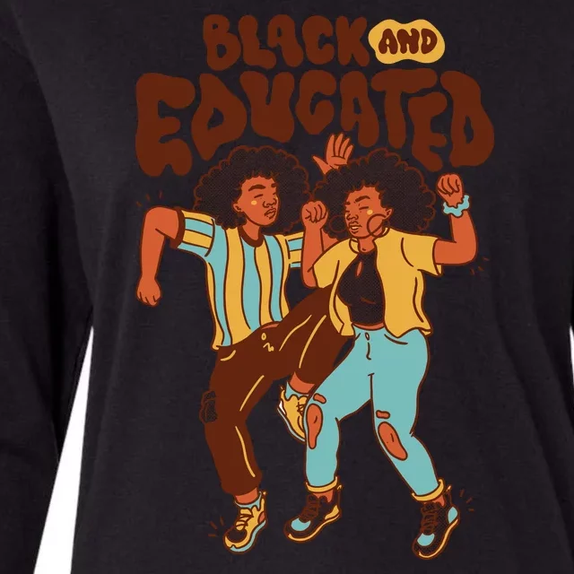 Black And Educated Retro Black History Womens Cotton Relaxed Long Sleeve T-Shirt