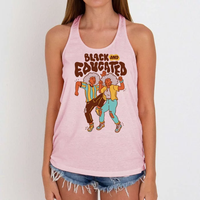 Black And Educated Retro Black History Women's Knotted Racerback Tank