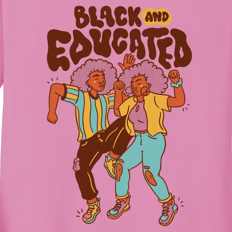 Black And Educated Retro Black History Kids Long Sleeve Shirt