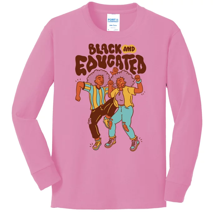 Black And Educated Retro Black History Kids Long Sleeve Shirt