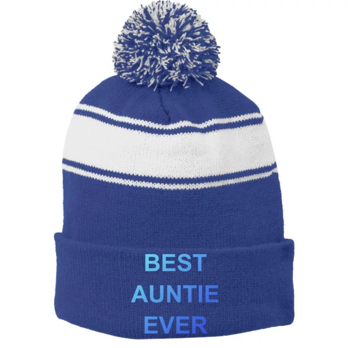 Best Auntie Ever Gift Stripe Pom Pom Beanie