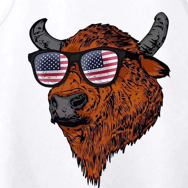 Buffalo American Flag Usa National Park Bison Performance Tank