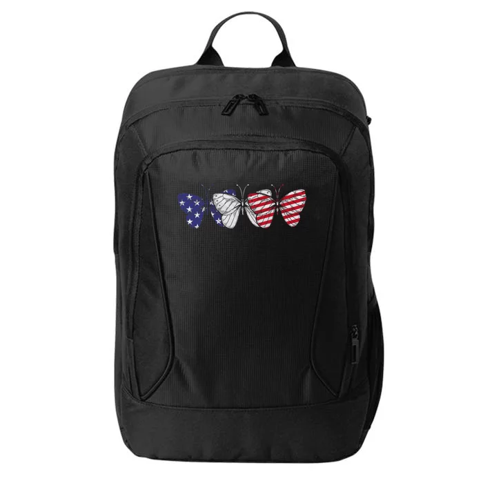 Butterfly American Flag Patriotic Butterfly 4th Of July Gift City Backpack