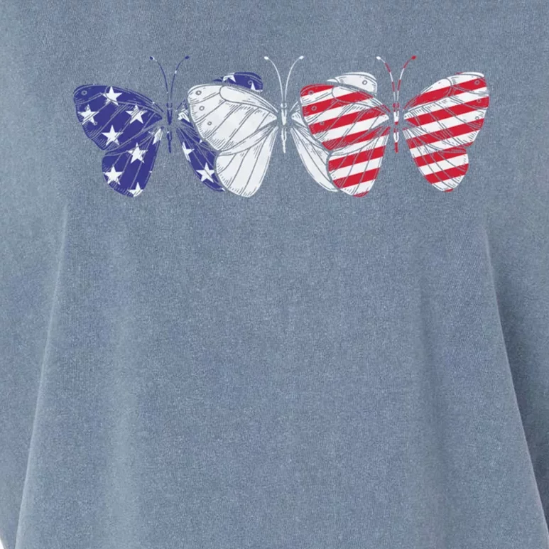 Butterfly American Flag Patriotic Butterfly 4th Of July Gift Garment-Dyed Women's Muscle Tee