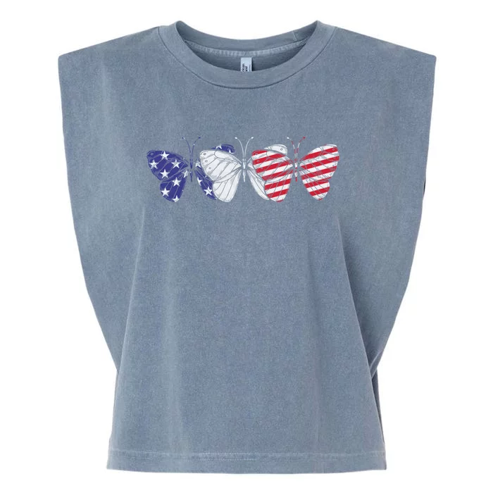 Butterfly American Flag Patriotic Butterfly 4th Of July Gift Garment-Dyed Women's Muscle Tee