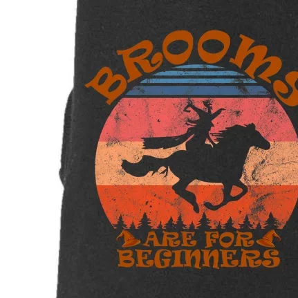 Brooms Are For Beginners Witch Riding Horse Halloween Retro Doggie 3-End Fleece Hoodie