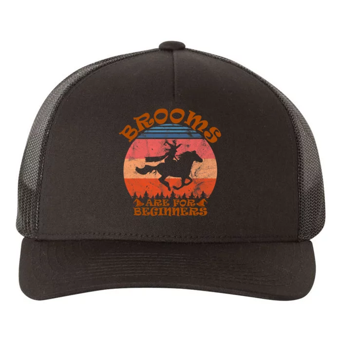 Brooms Are For Beginners Witch Riding Horse Halloween Retro Yupoong Adult 5-Panel Trucker Hat