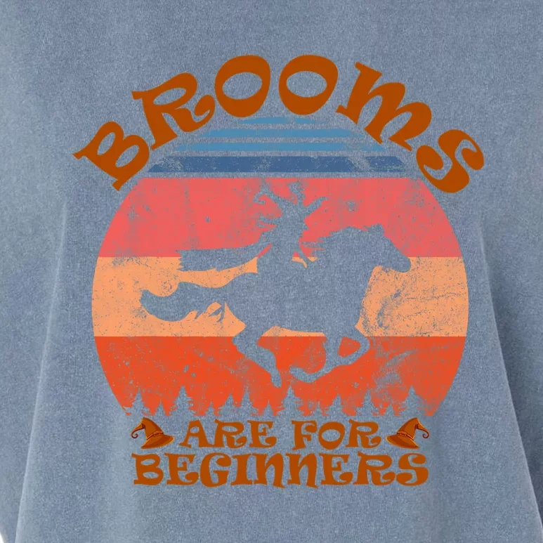 Brooms Are For Beginners Witch Riding Horse Halloween Retro Garment-Dyed Women's Muscle Tee