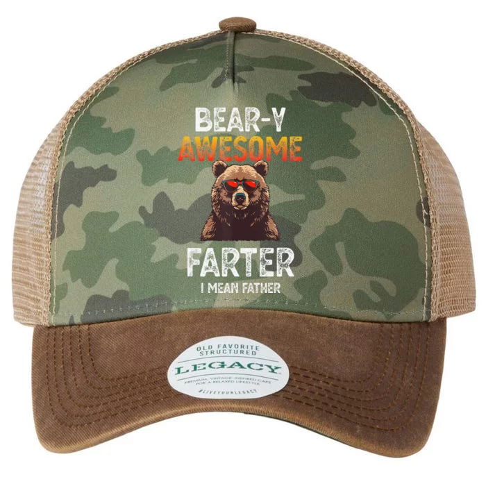 Beary Awesome Farter I Mean Father Funny Dad Joke Saying Legacy Tie Dye Trucker Hat