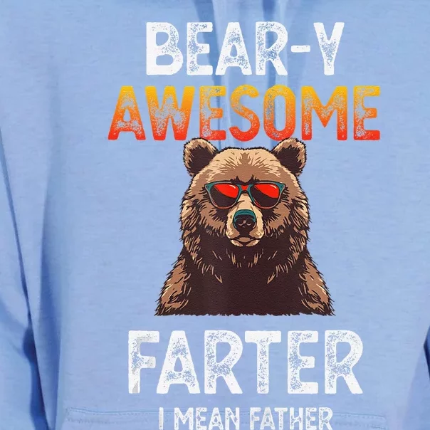 Beary Awesome Farter I Mean Father Funny Dad Joke Saying Unisex Surf Hoodie