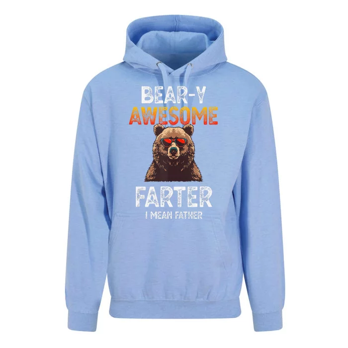 Beary Awesome Farter I Mean Father Funny Dad Joke Saying Unisex Surf Hoodie