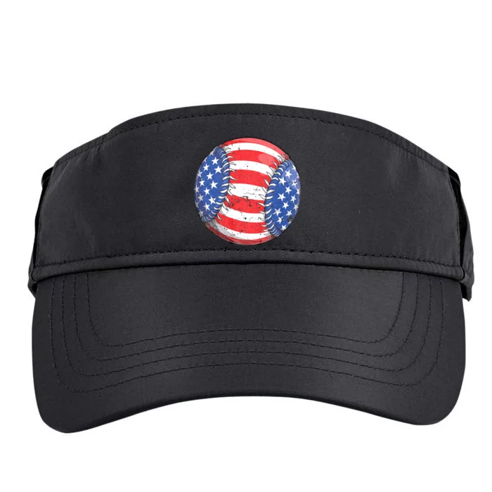 Baseball American Flag 4th Of July Retro Ball Sport Adult Drive Performance Visor