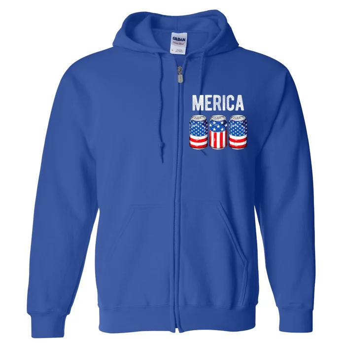 Beer American Flag 4th Of July Merica Usa Drinking Full Zip Hoodie