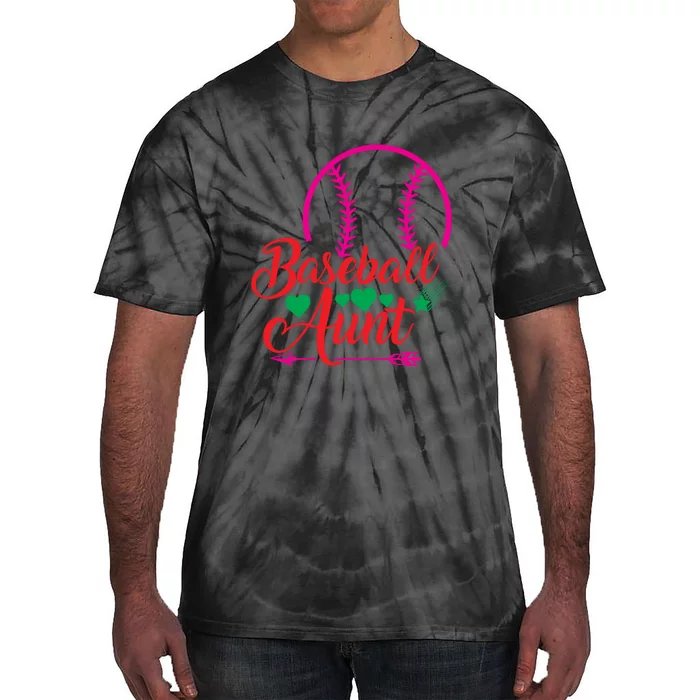 Baseball Aunt Family Matching Gift For Baseball Player Tie-Dye T-Shirt