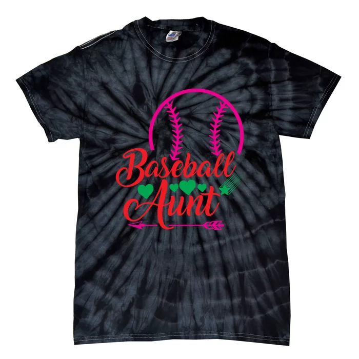 Baseball Aunt Family Matching Gift For Baseball Player Tie-Dye T-Shirt