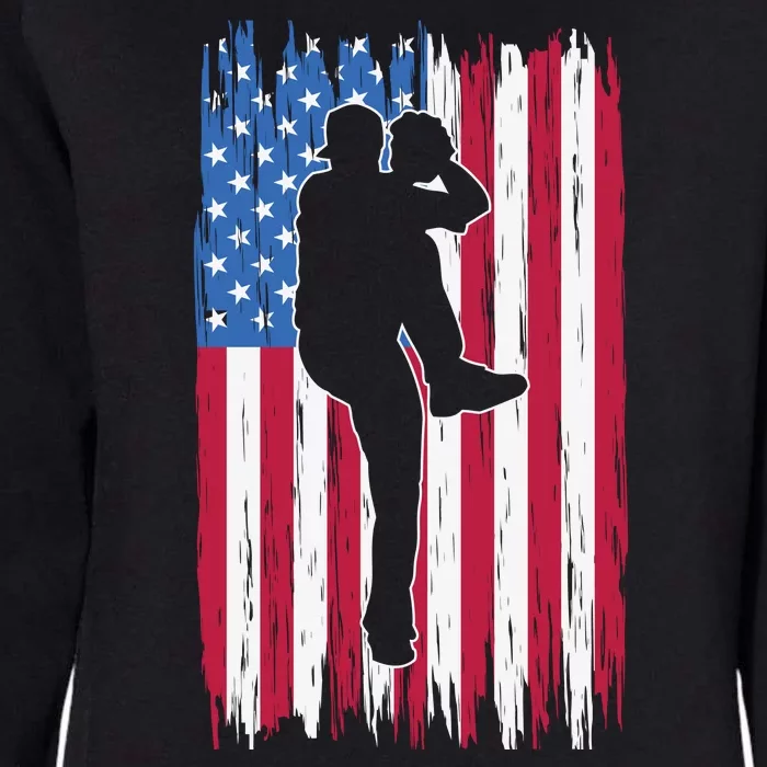 Baseball American Flag Sport Womens California Wash Sweatshirt