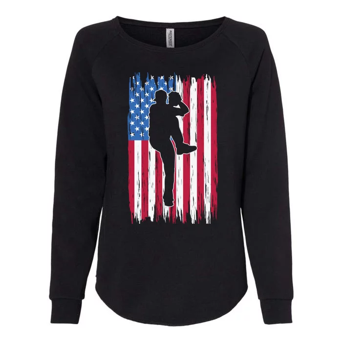 Baseball American Flag Sport Womens California Wash Sweatshirt