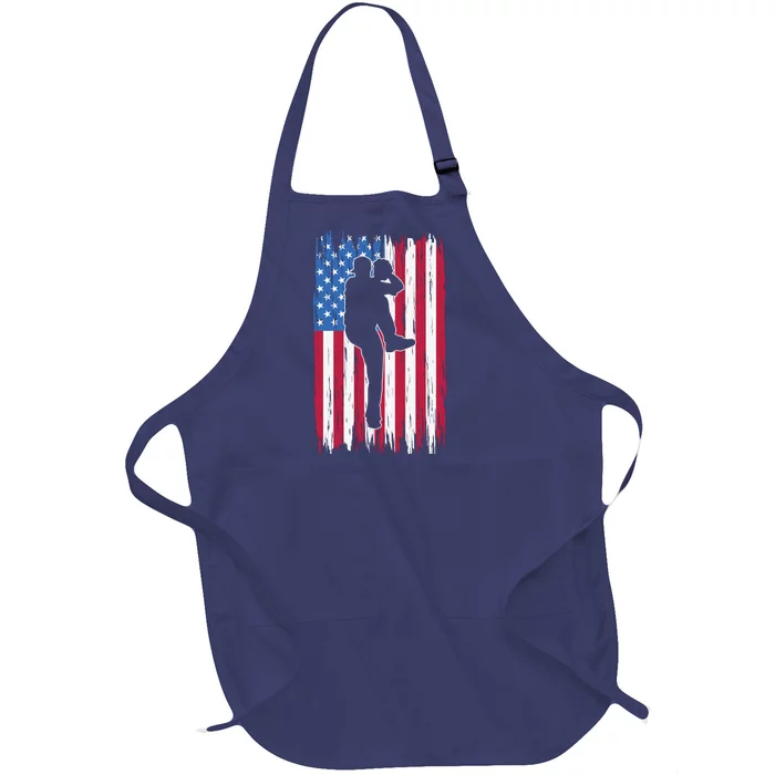 Baseball American Flag Sport Full-Length Apron With Pocket