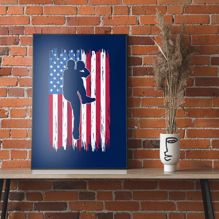 Baseball American Flag Sport Poster