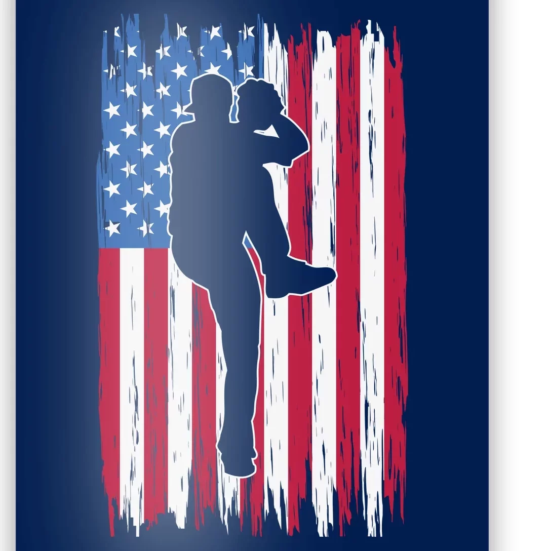 Baseball American Flag Sport Poster