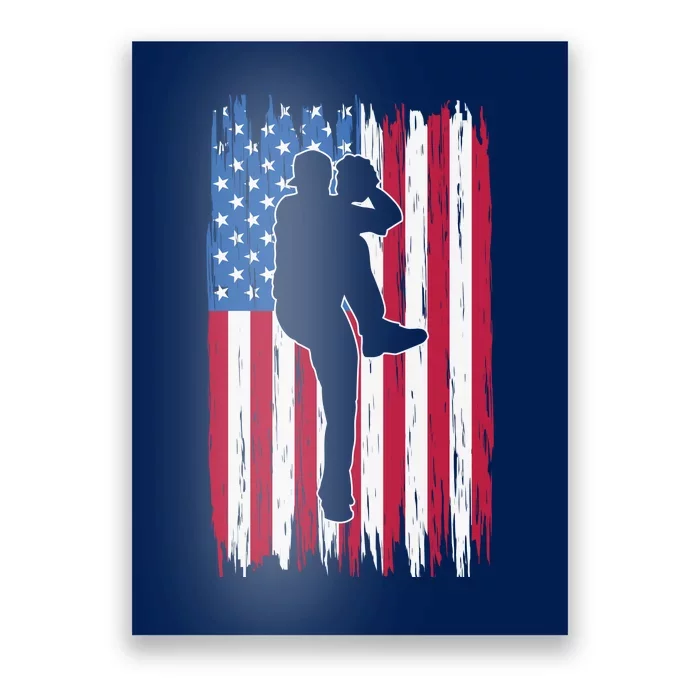 Baseball American Flag Sport Poster