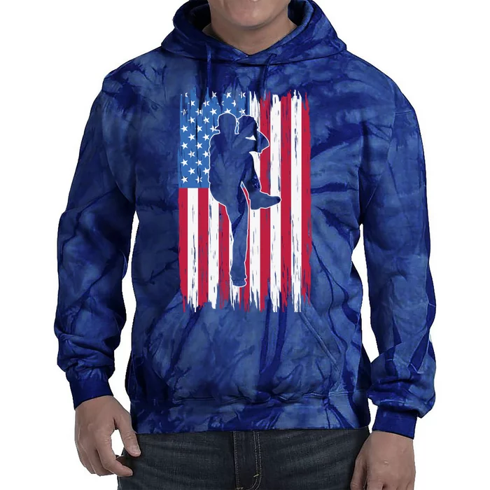 Baseball American Flag Sport Tie Dye Hoodie