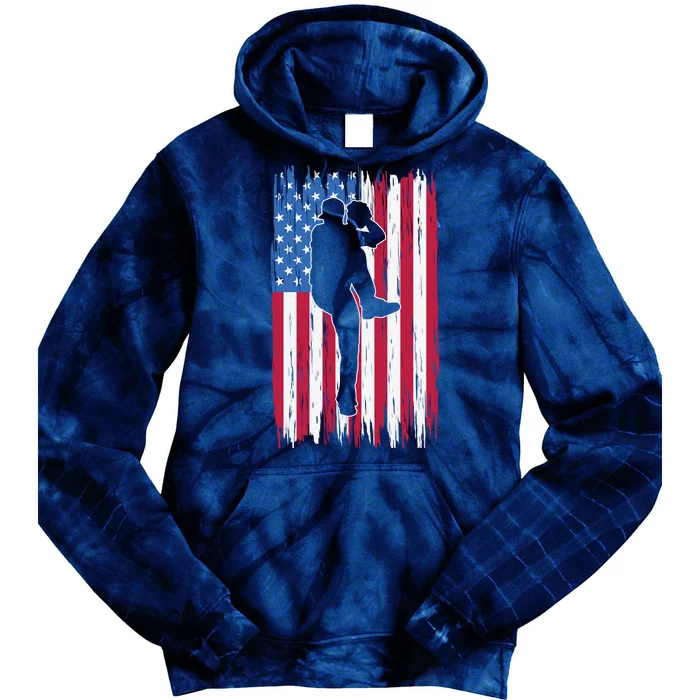 Baseball American Flag Sport Tie Dye Hoodie